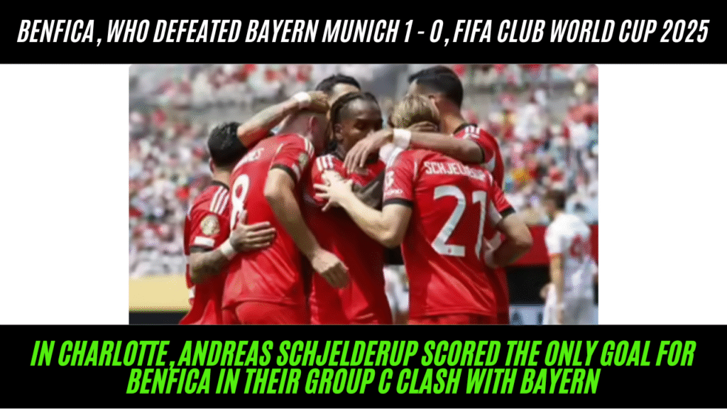 Benfica vs Bayern Munich, Andreas Schjelderup celebrates after scoring the winning goal for Benfica against Bayern Munich in the FIFA Club World Cup 2025.