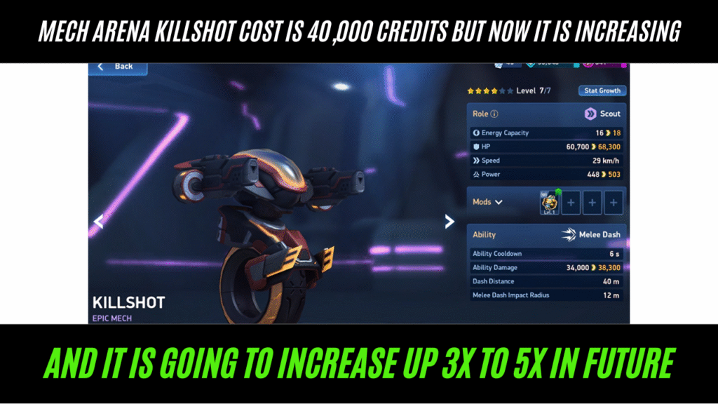 How Much Does Killshot Cost in Mech Arena?
