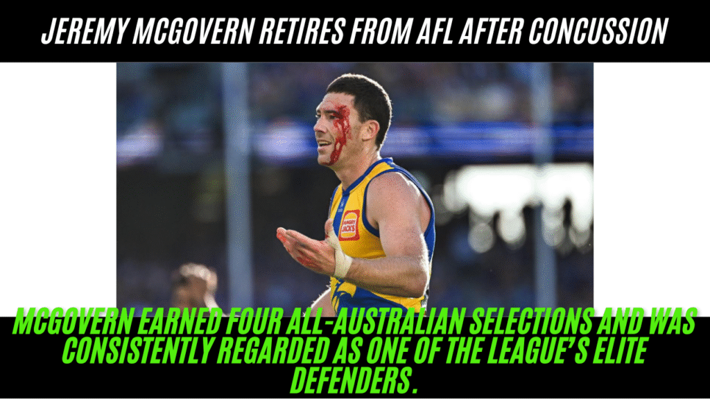 Jeremy McGovern retires from AFL after suffering multiple concussions