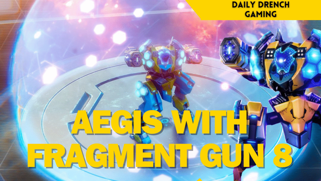 Aegis mech equipped with Fragment Gun 8 in Mech Arena 2025 loadout