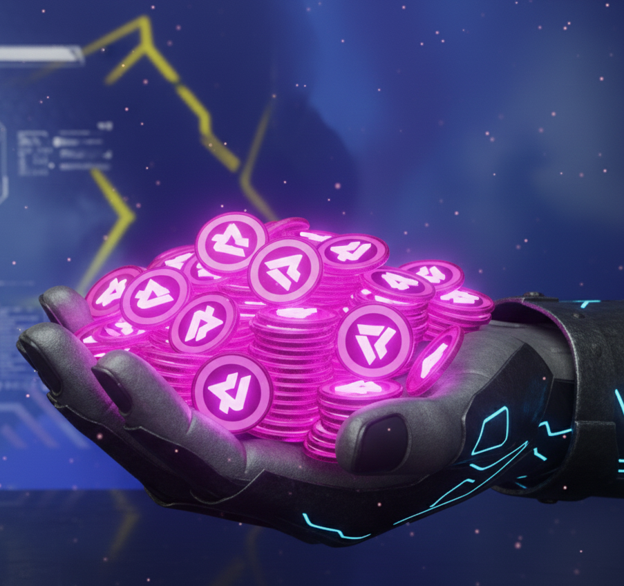 A coins in hand in Mech Arena