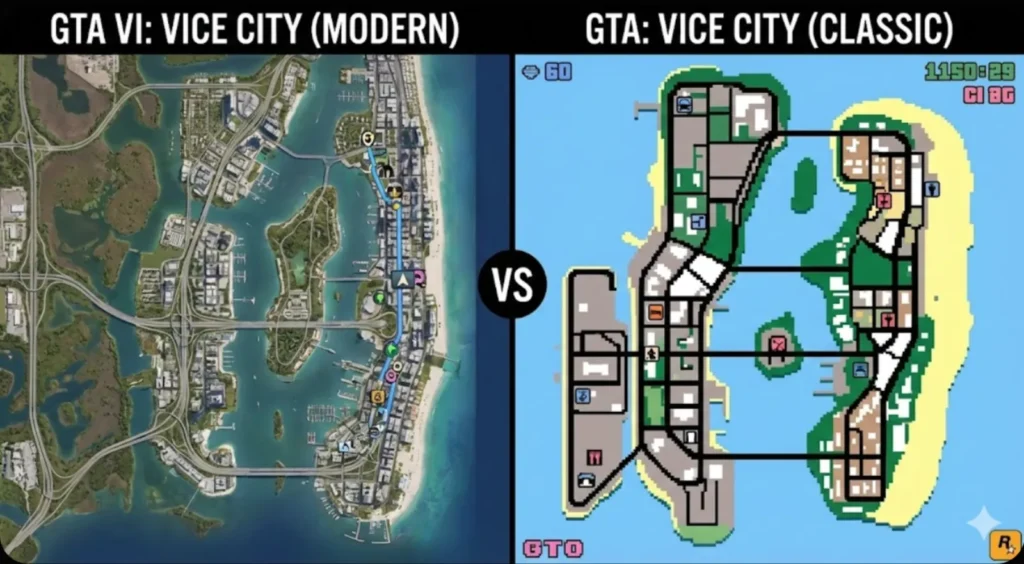 GTA 6 map comparison: Vice City vs GTA Vice City