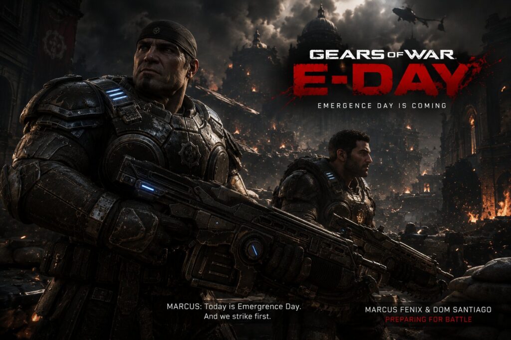 YouTube gaming creator discussing Gears of War E-Day platform rumors