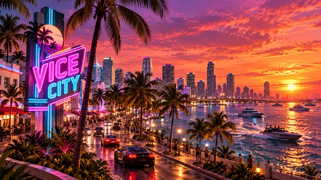 GTA 6 Miami promotion bringing Vice City-inspired branding to real locations in Miami ahead of the November 2026 release.
